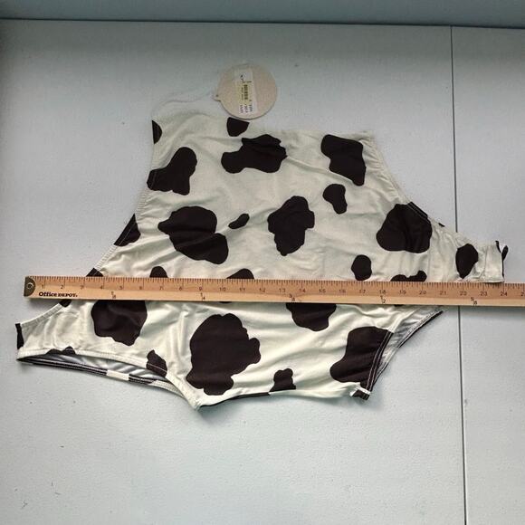 Saints & Hearts One Shoulder One-Piece Cow Print Bodysuit Sz L New - Picture 11 of 11